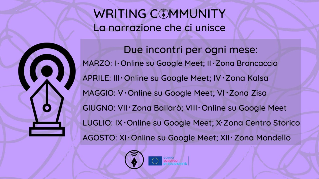 "Writing community, la narrazione che ci unisce". Corpo Europeo di Solidarietà di Scrittura e Lettura di Comunità.